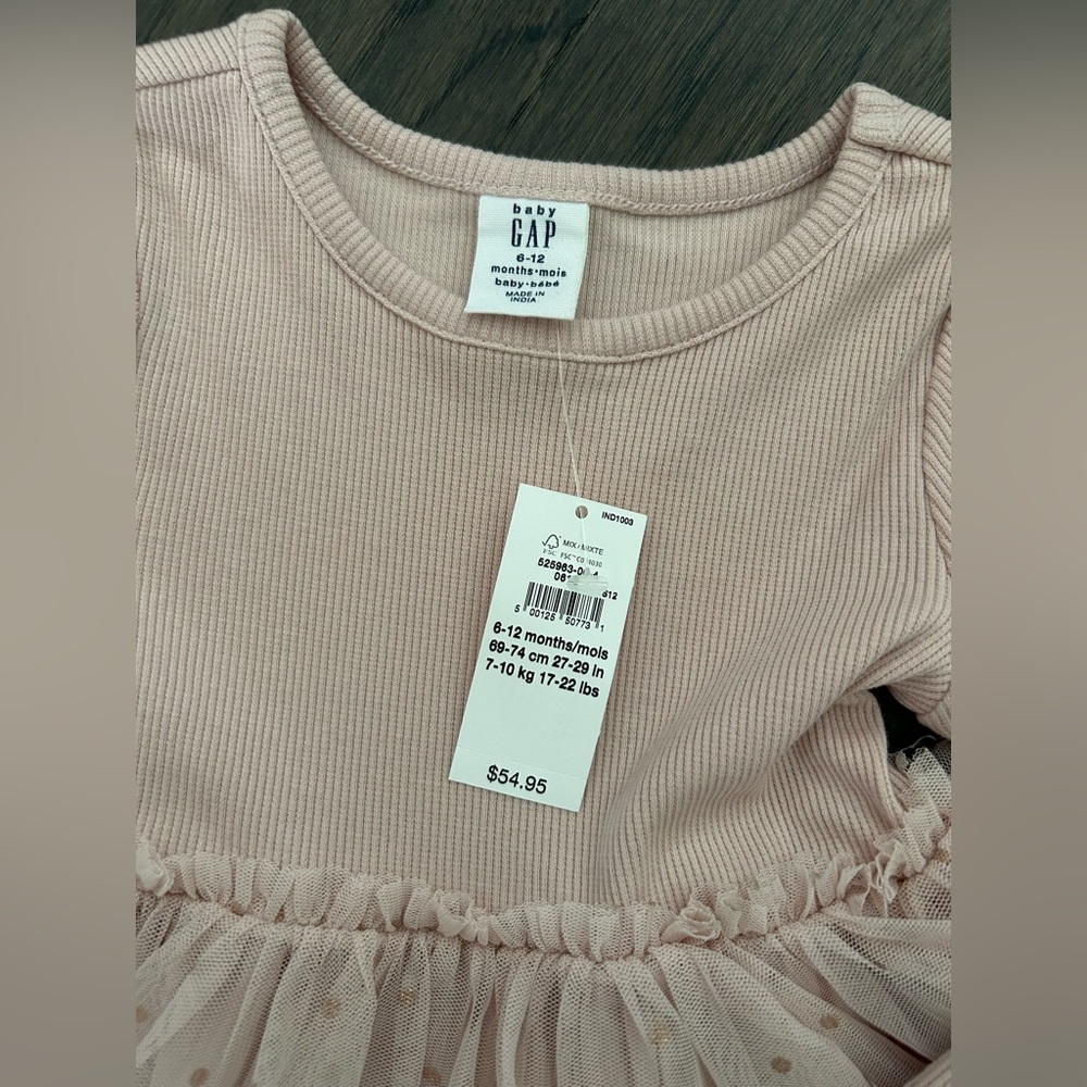 GAP Blush Ruffle Tulle Dress (6-12M) - Picture 4 of 4